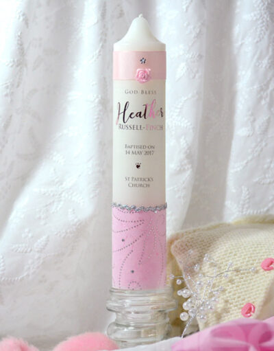 Baptism Candle<br>Fuchsia & Silver