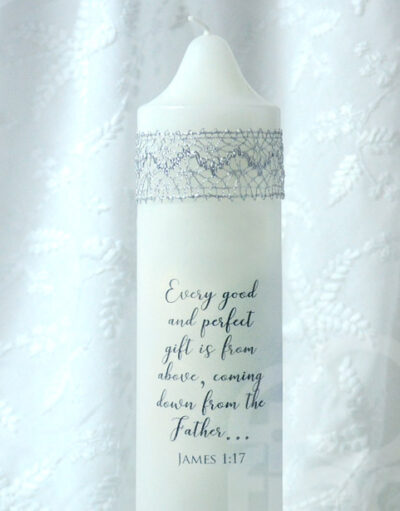 Baptism Candle<br>Aqua & Silver - Image 3