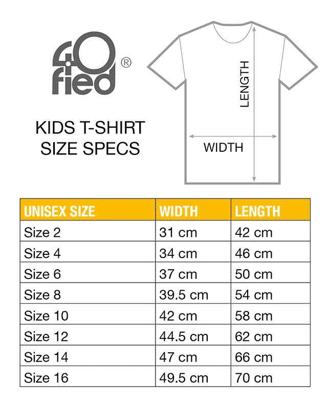 kids t shirt sizes