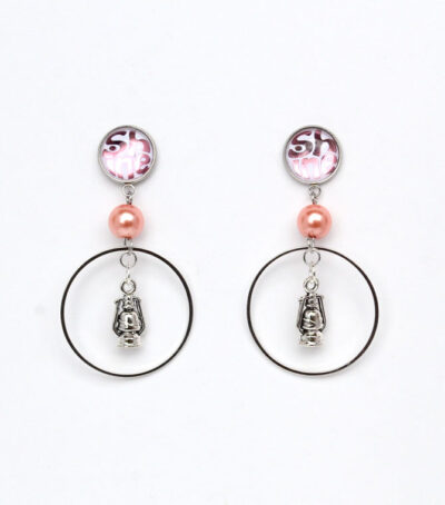 Shine Stud Drop Earrings (3 colour options) - Pink