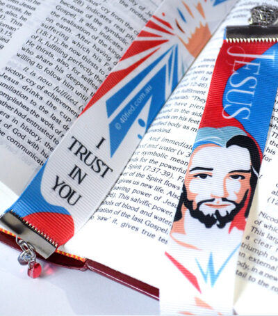 Divine Mercy Ribbon Bookmark with Charms - Image 3