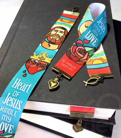 Sacred Heart Ribbon Bookmark with Charms