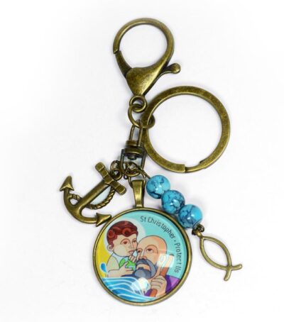 St Christopher Keychain<br>with Charms