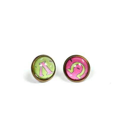 Alpha & Omega (Lime Fuchsia)<br>Stud Earrings
